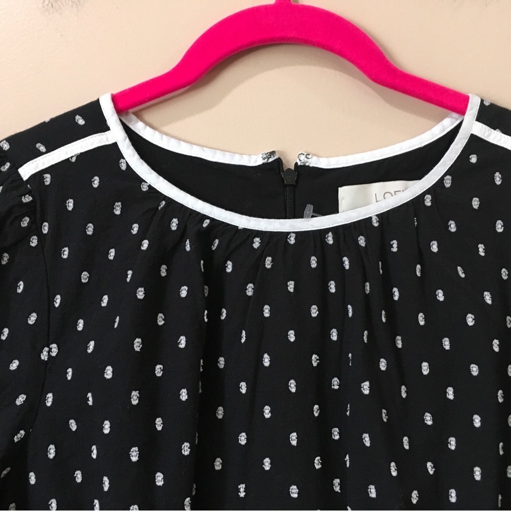 Loft Clip Flounce A Line Dress Black size 10P Parisian feminine cottage - Picture 3 of 7
